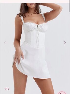 White Lace-Detail Corset Slip Dress
